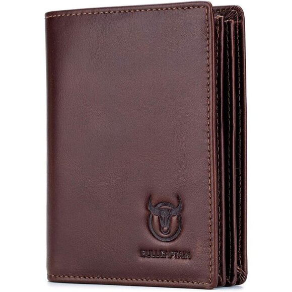 ⚡Men Brown Large Capacity Genuine Leather Bifold Wallet/Credit Card Holder Slots - Picture 1 of 6